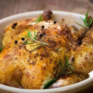Poulet rôti sous la peau au comte